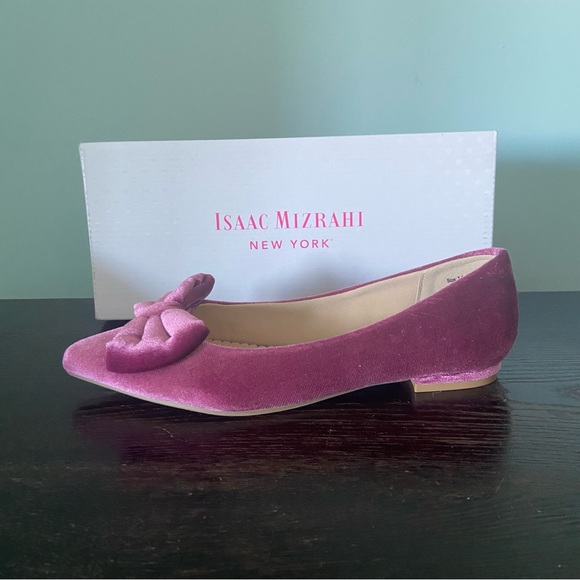Isaac Mizrahi NIB Pink/Plum Velvet Flats with Bow, 7.5 - Picture 7 of 10